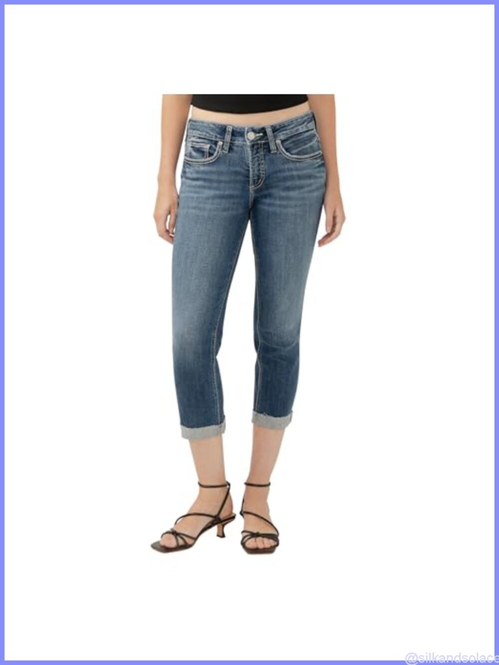 Low Rise Curvy Fit Capri Jeans Power Stretch Denim 5-Pocket